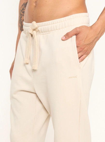 Calça Masculina De Moletom Com Amarração Bege