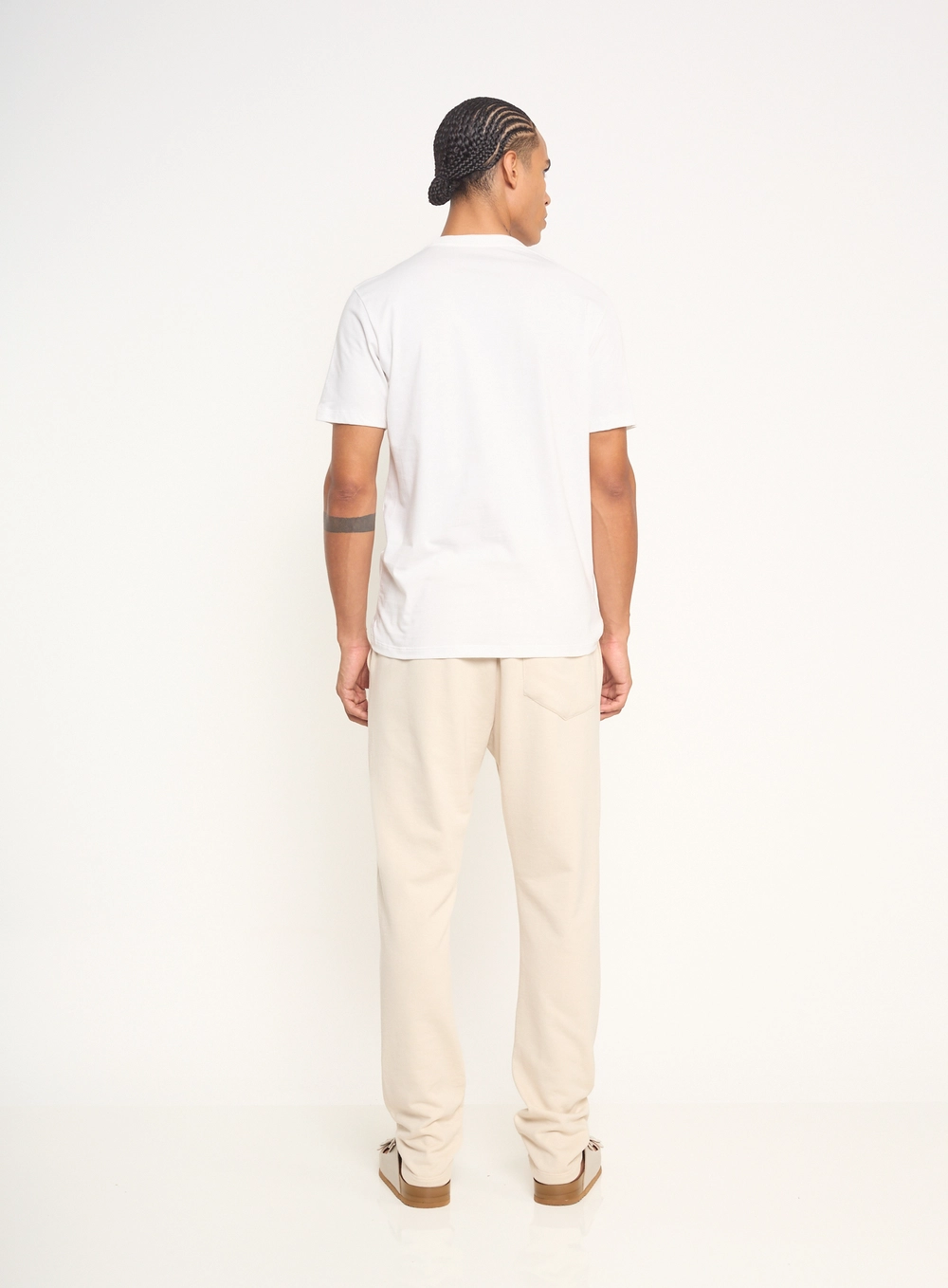 Calça Masculina De Moletom Com Amarração Bege