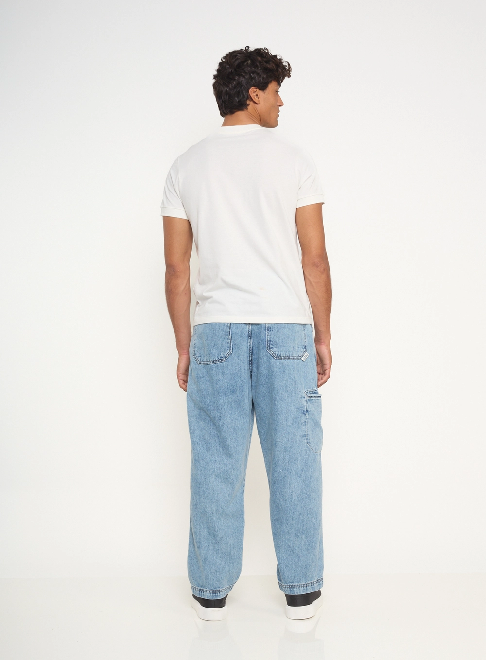 Calça Jeans Masculina Slouchy Com Bolsos Índigo