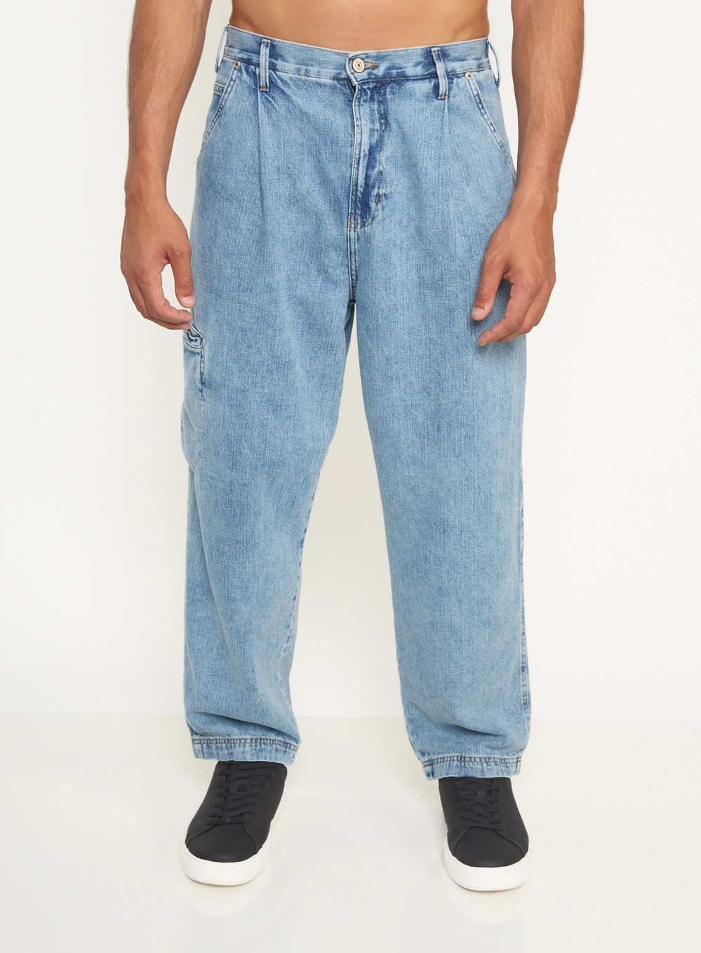 Calça Jeans Masculina Slouchy Com Bolsos Índigo