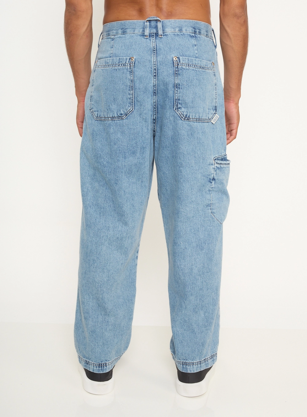 Calça Jeans Masculina Slouchy Com Bolsos Índigo