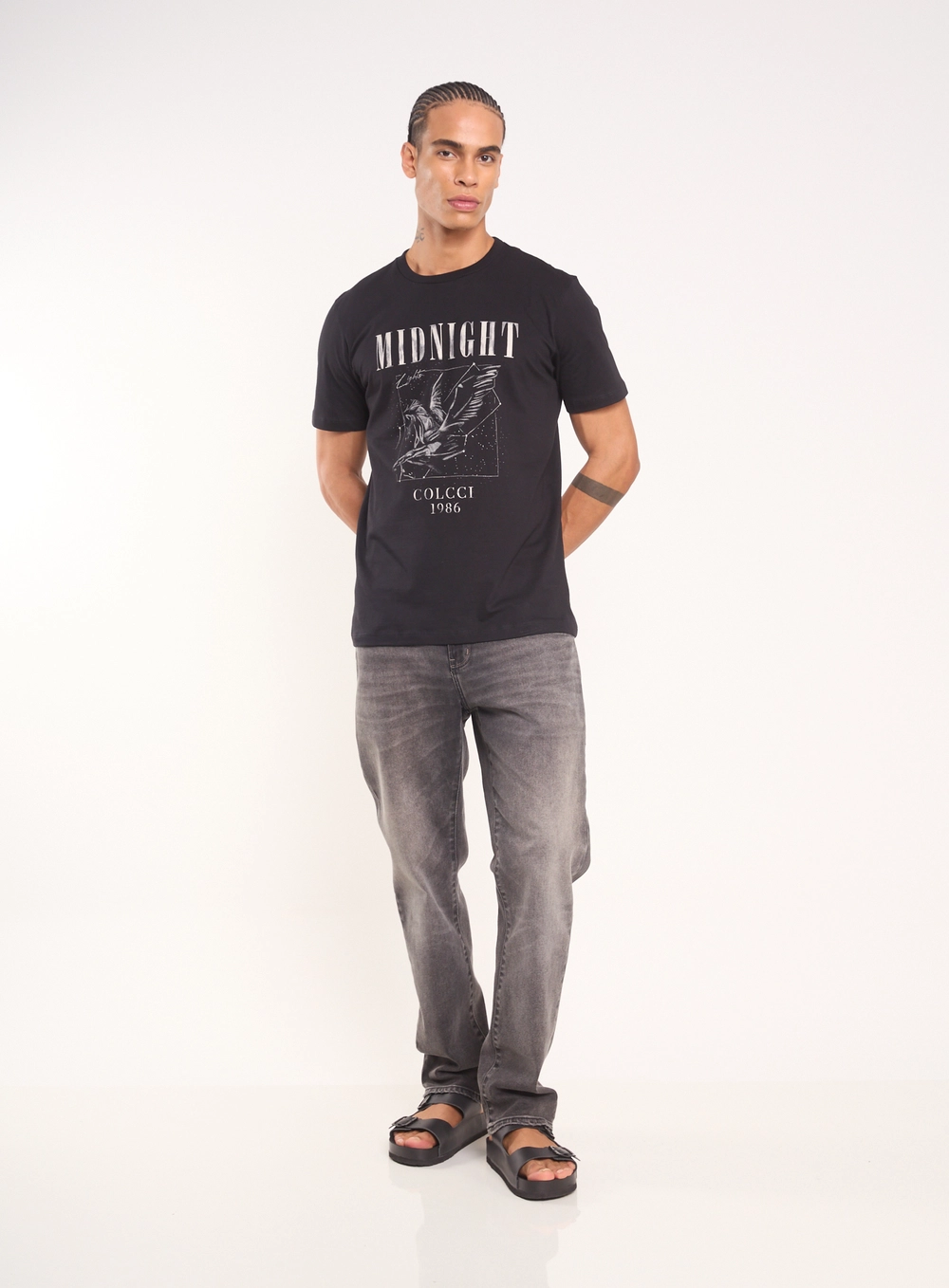 Calça Masculina Reta Com Bolsos Indigo Preto