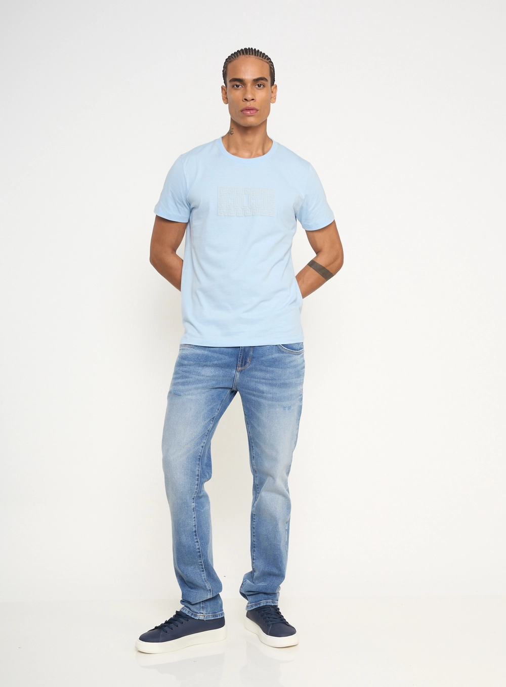 Calça Masculina Jeans Alex Com Lavagem Média Índigo