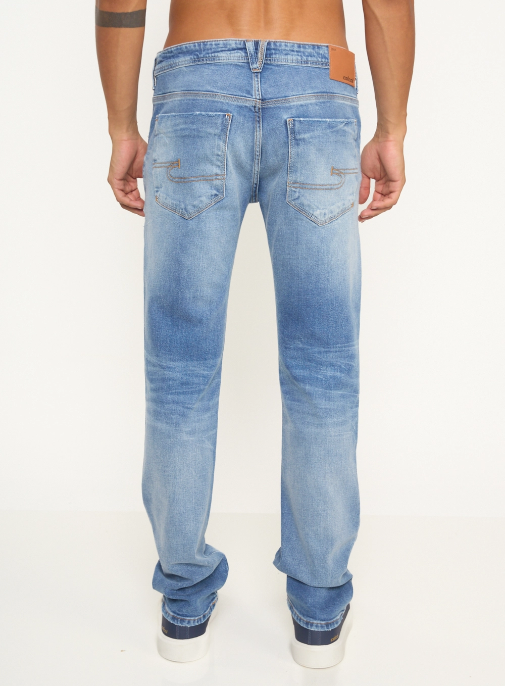 Calça Masculina Jeans Alex Com Lavagem Média Índigo