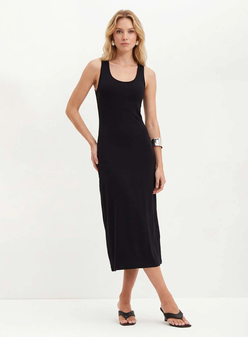 Vestido Midi Canelado - Slim Preto 3