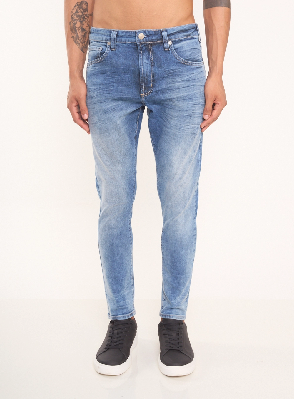 Calça Masculina Skinny Jeans Clara Estonada Índigo