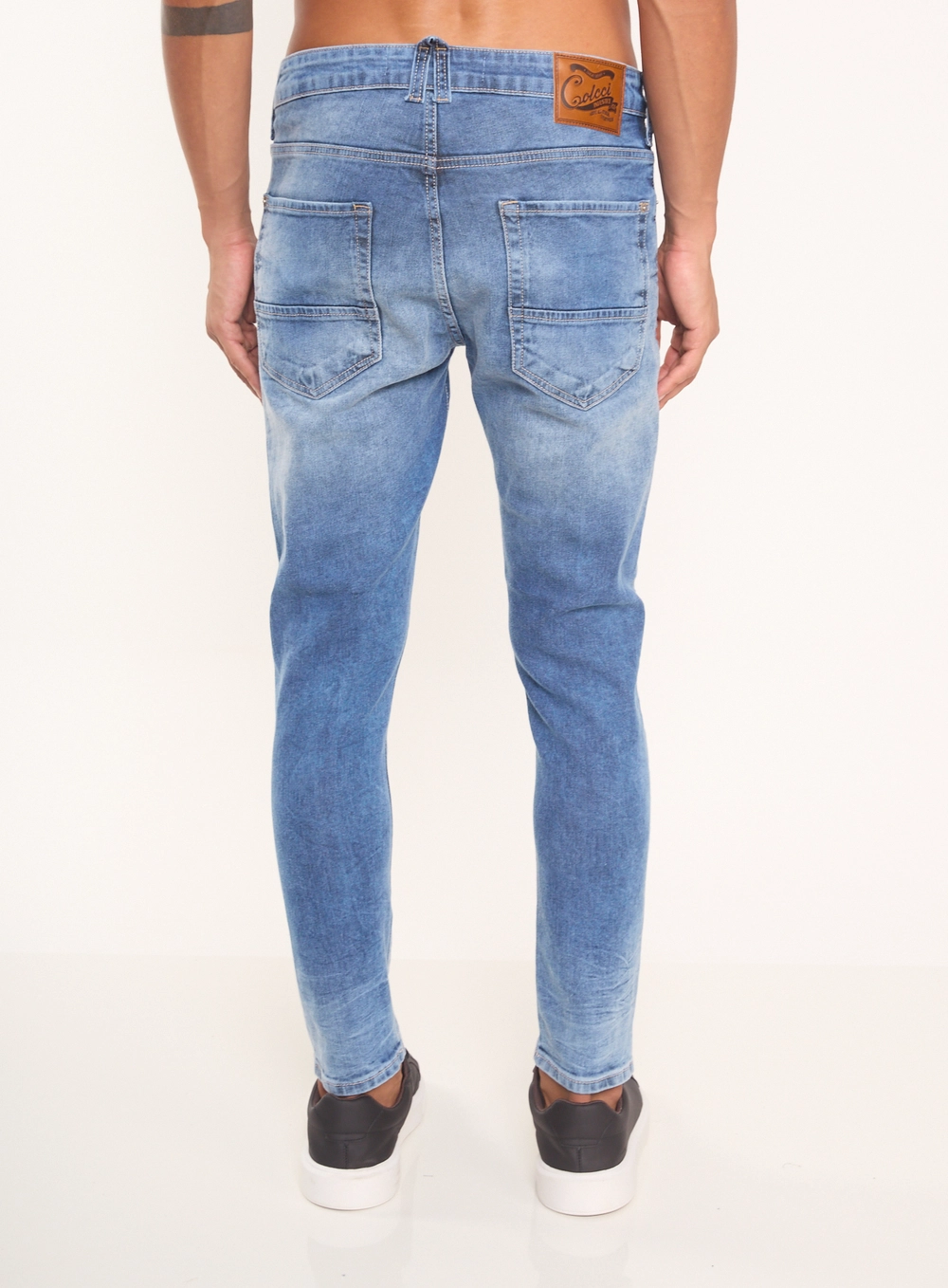Calça Masculina Skinny Jeans Clara Estonada Índigo