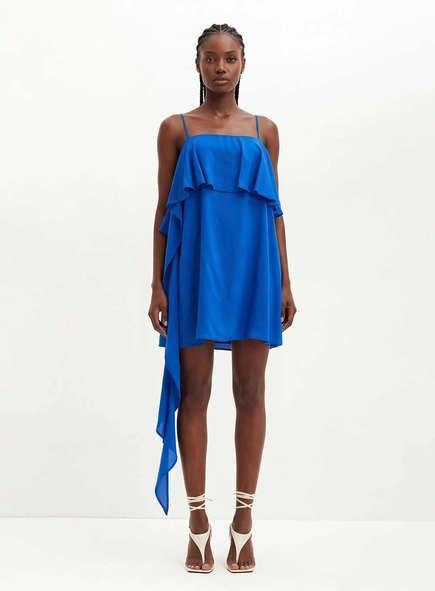 Vestido Curto Com Babado - Evasê