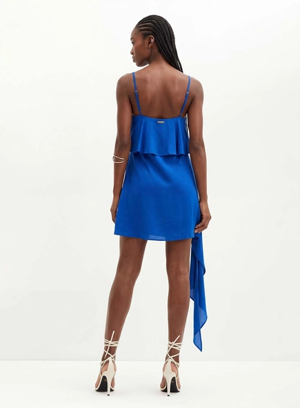 Vestido Curto Com Babado - Evasê