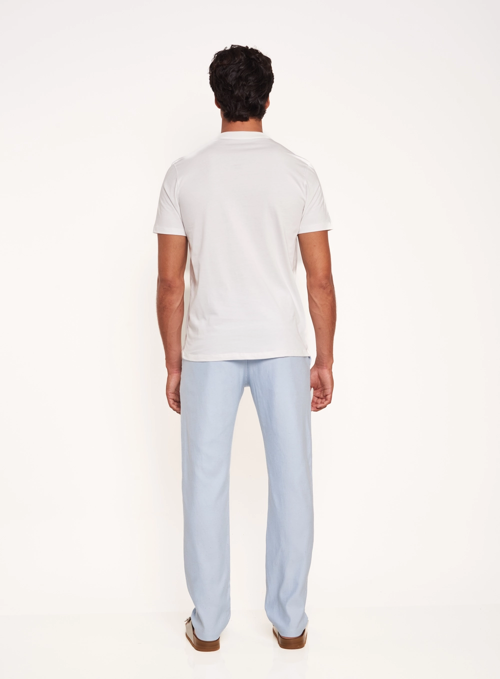 Calça Masculina Regular Com Cós Elástico Azul