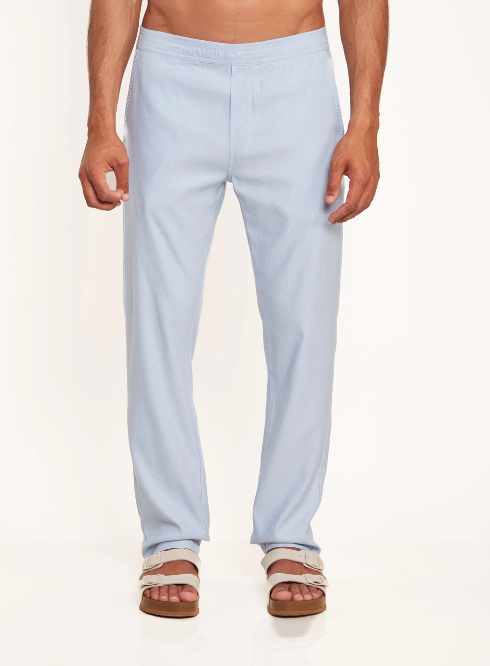 Calça Masculina Regular Com Cós Elástico Azul