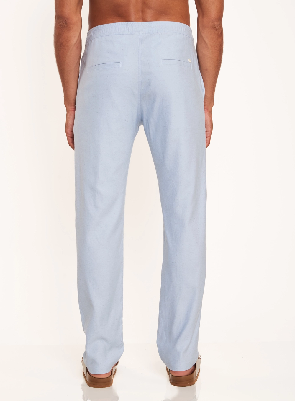Calça Masculina Regular Com Cós Elástico Azul