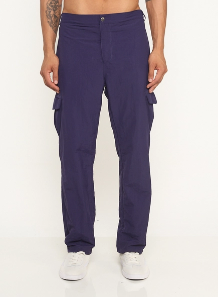 Calça Masculina Cargo Com Bolsos Azul