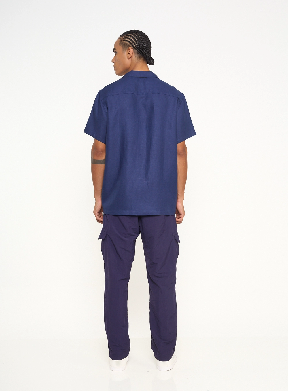 Calça Masculina Cargo Com Bolsos Azul