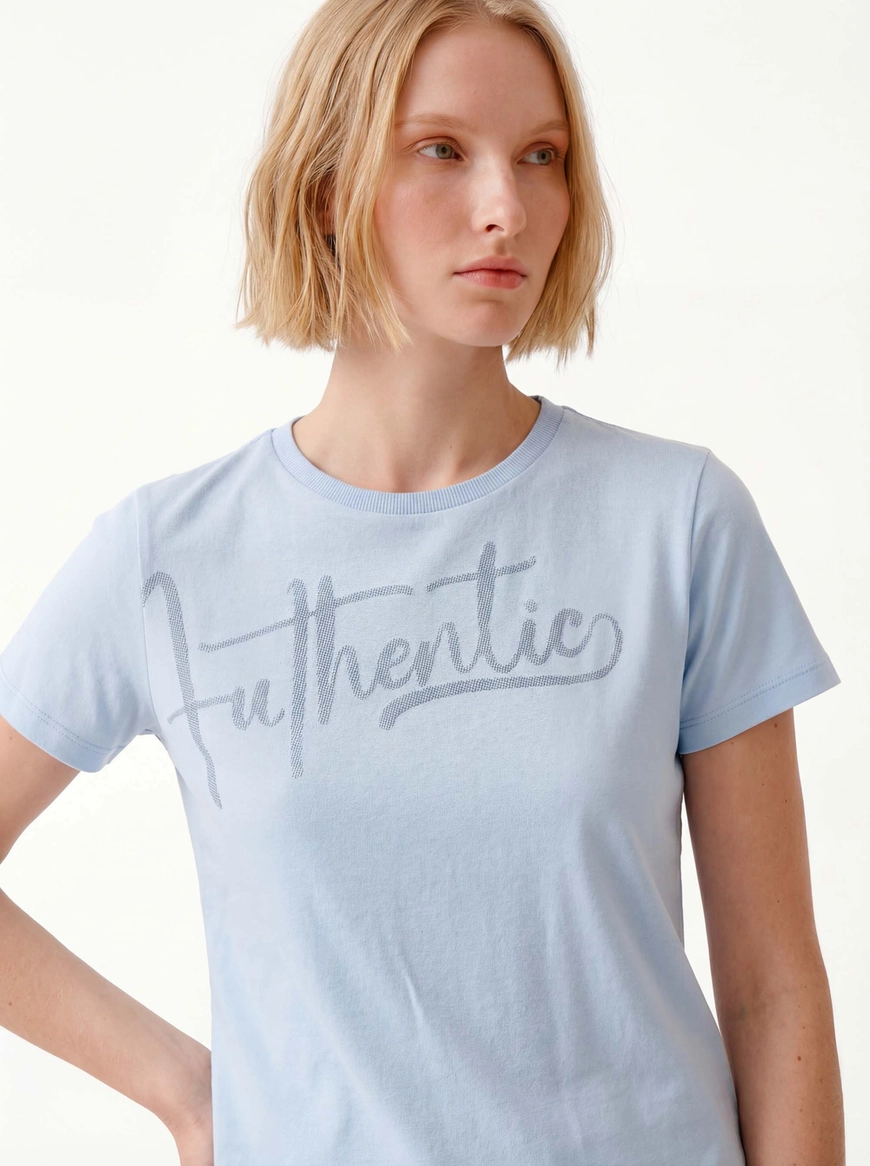 Camiseta Feminina Regular Básica Azul Tranquile Blue 5