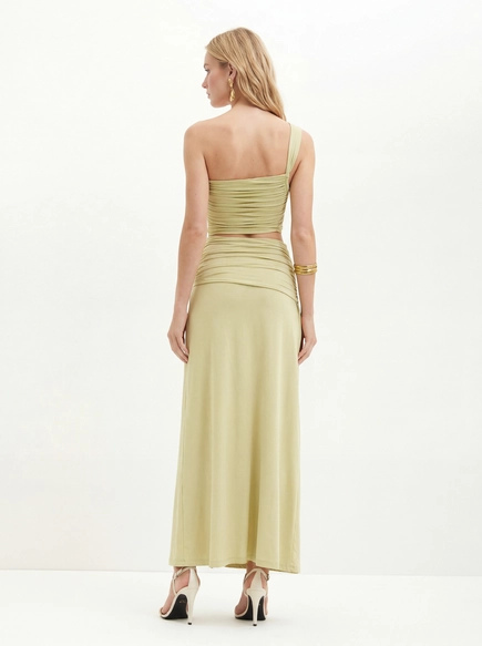 Vestido Um Ombro Só Com Franzidos - Slim