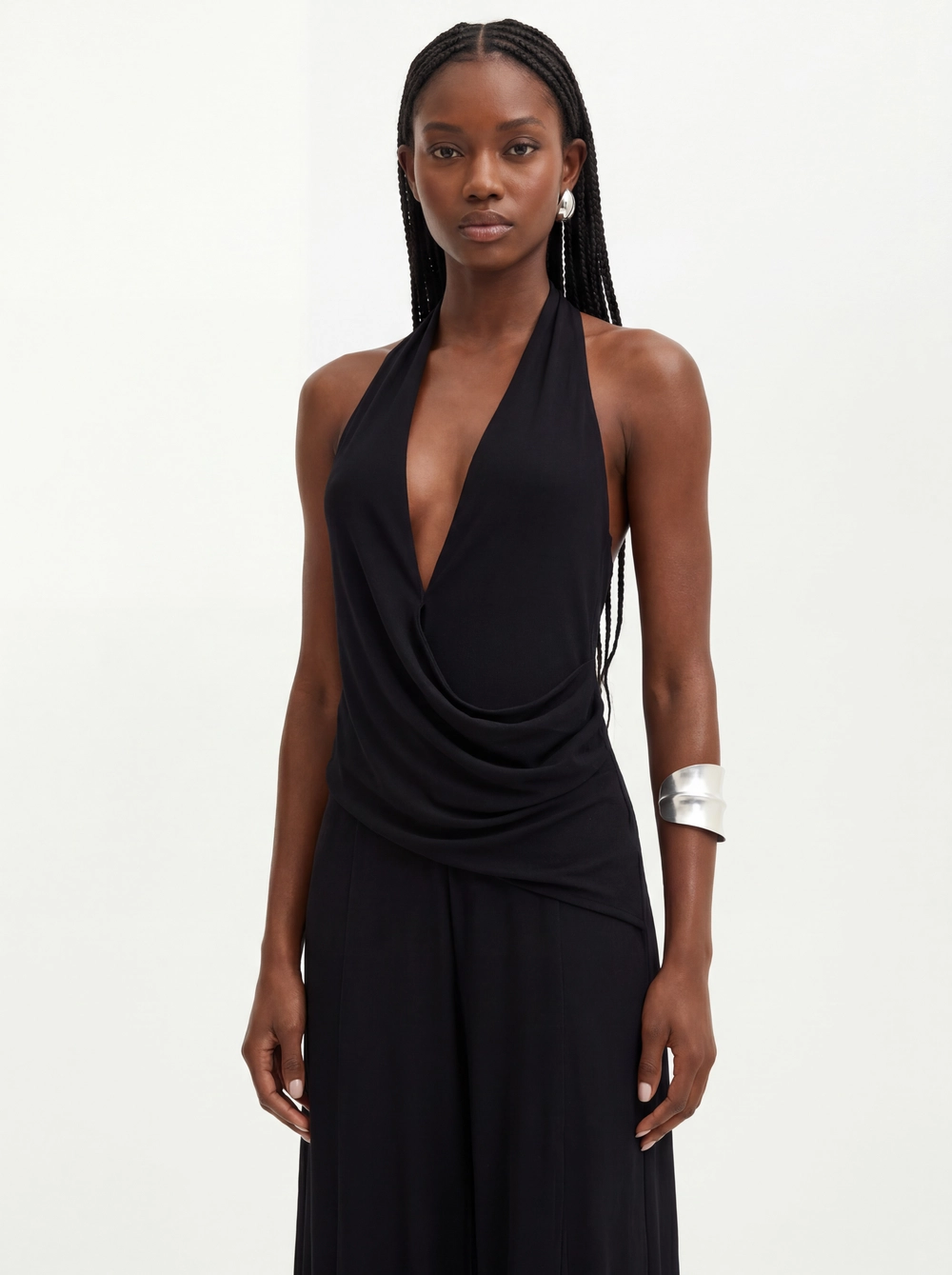Vestido Longo Com Decote Degagê E Fenda - Comfort Preto 4