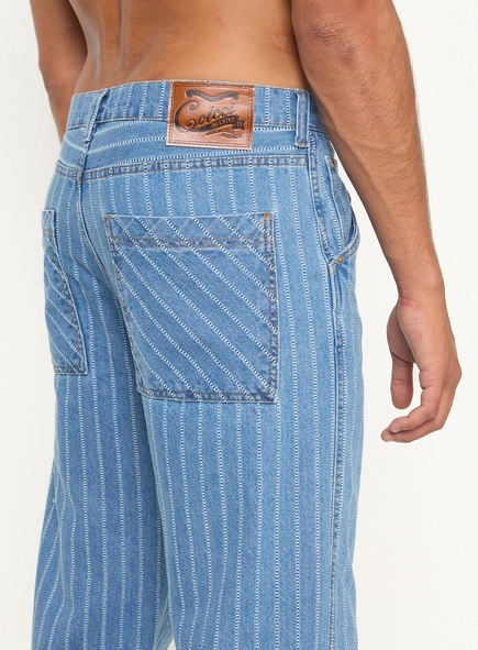 Calça Masculina Jeans Worker Listrada Estampados