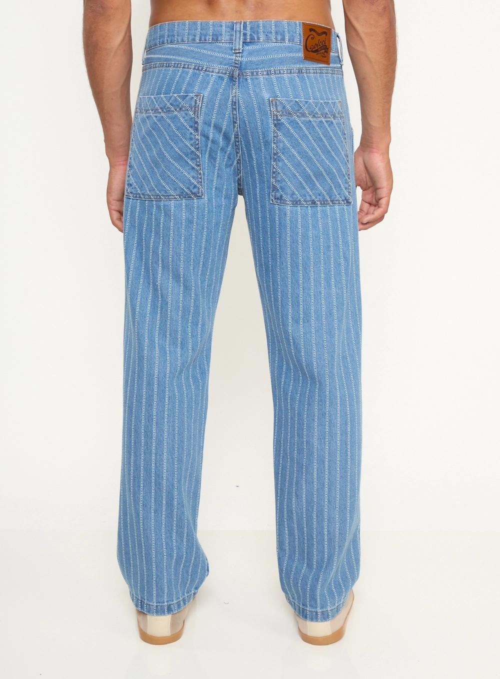 Calça Masculina Jeans Worker Listrada Estampados