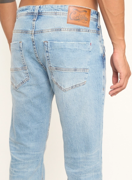 Calça Masculina Jeans Reta Com Bolsos Índigo