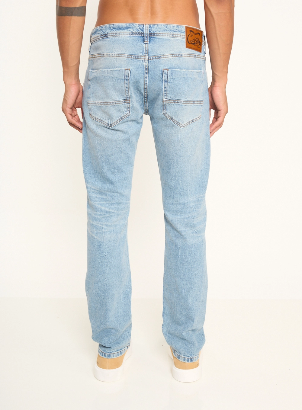 Calça Masculina Jeans Reta Com Bolsos Índigo