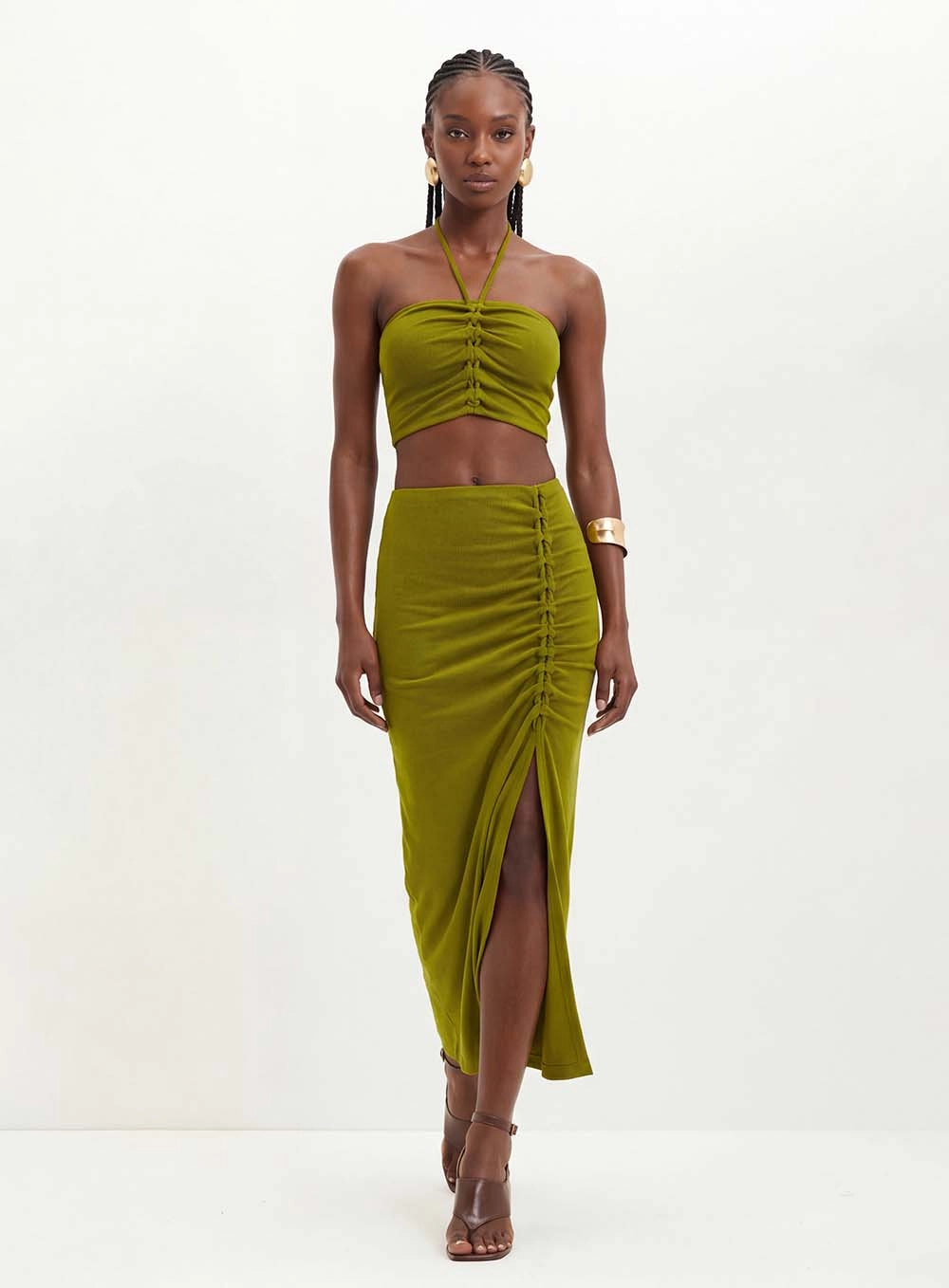 Top Tomara Que Caia Com Franzidos - Slim Verde 3