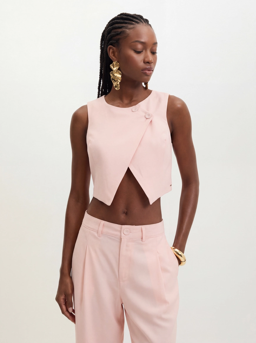 Colete Feminino Com Botões - Alfaiataria Rosa 1