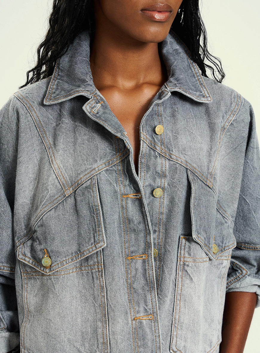 Camisa Jeans  Feminina Com Bolsos Indigo 3
