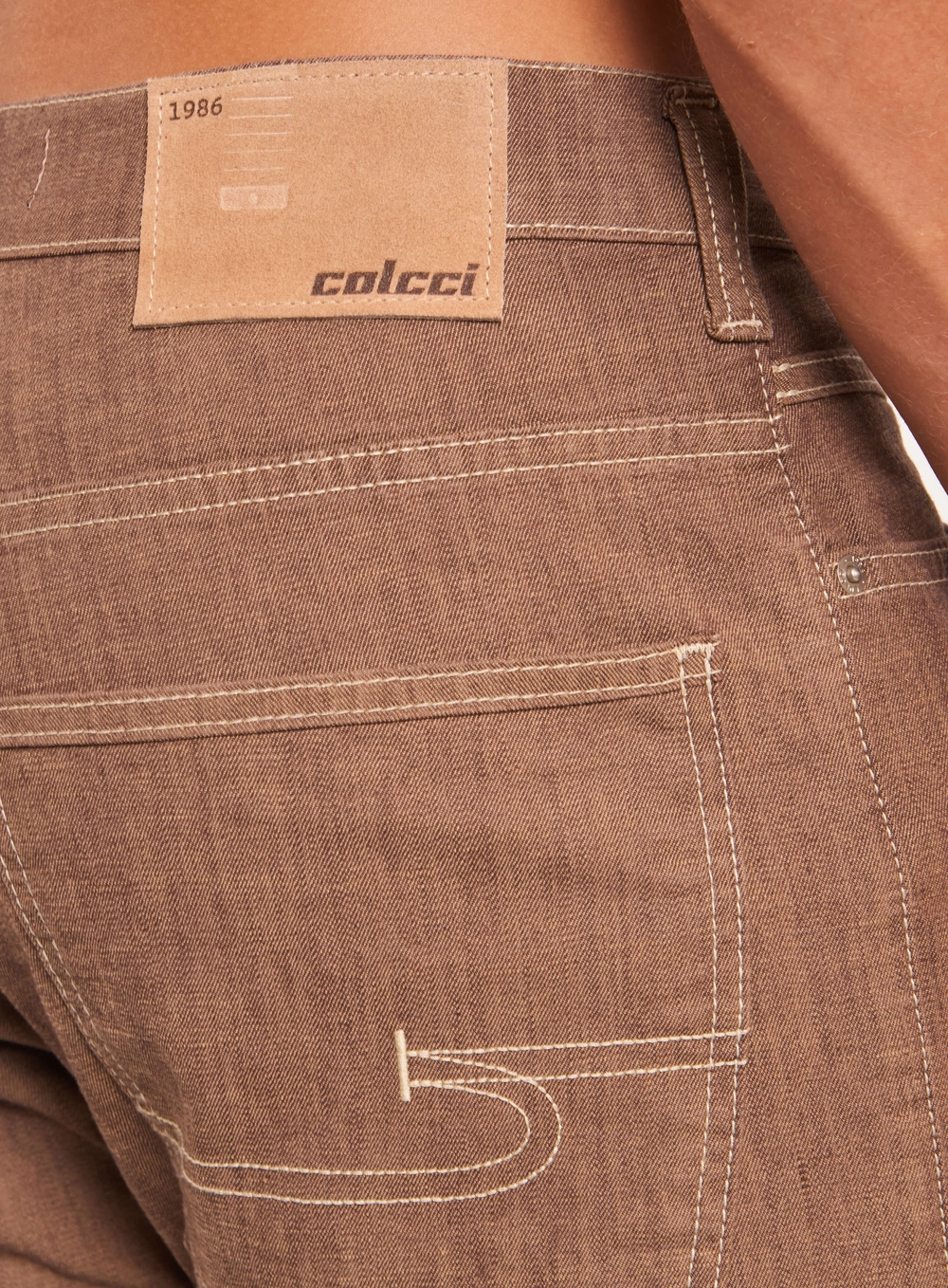 Calça Masculina Jeans Reta Índigo Marrom
