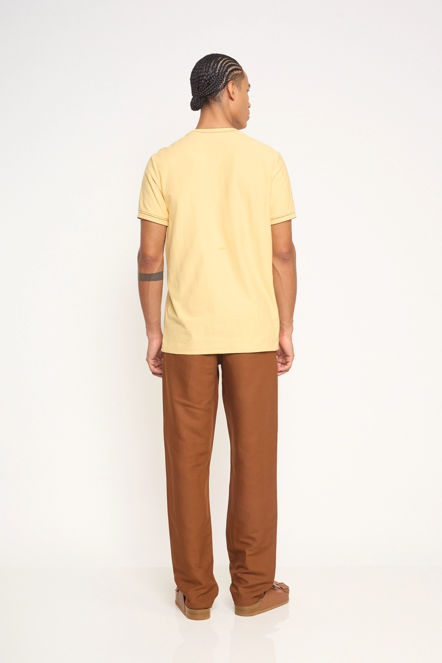 Calça Masculina Linho Reta Marrom