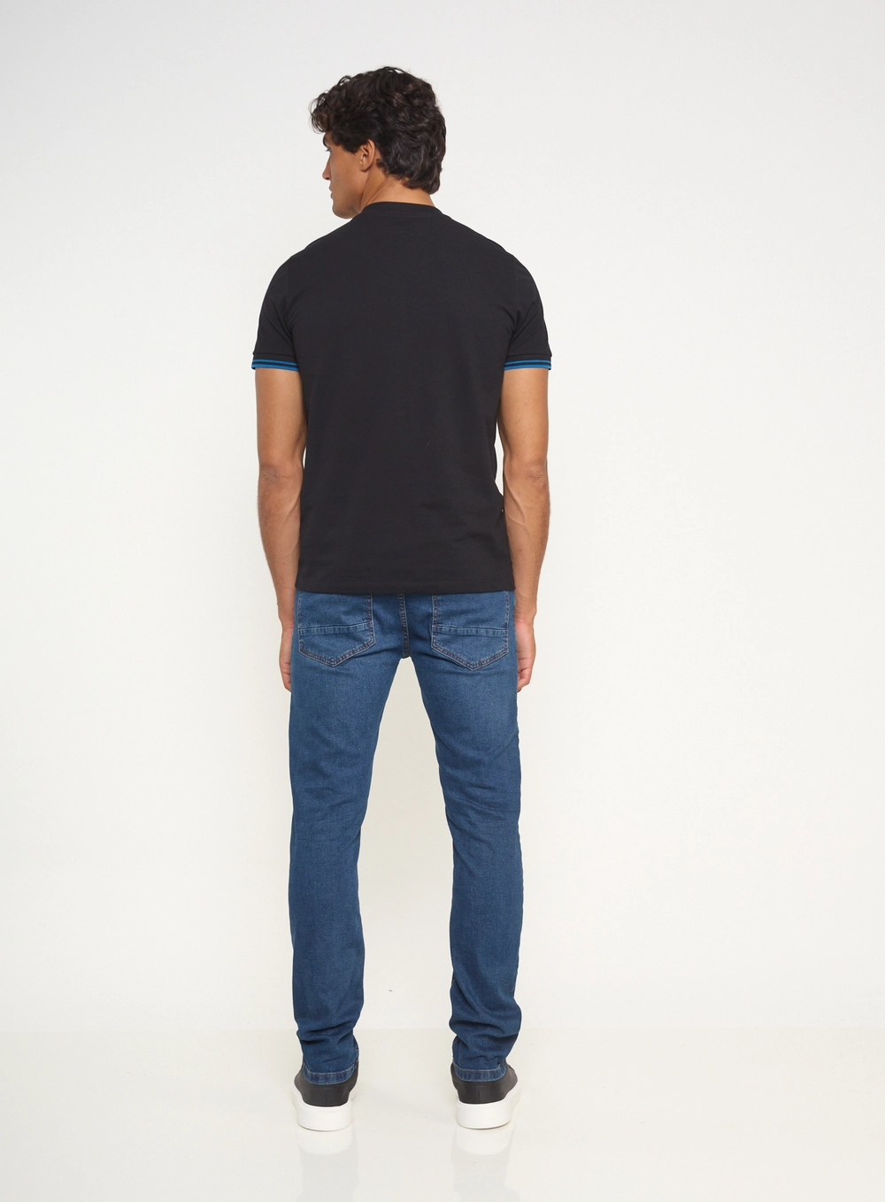 Calça Masculina Jeans Slim Com Efeito De Lavagem Índigo
