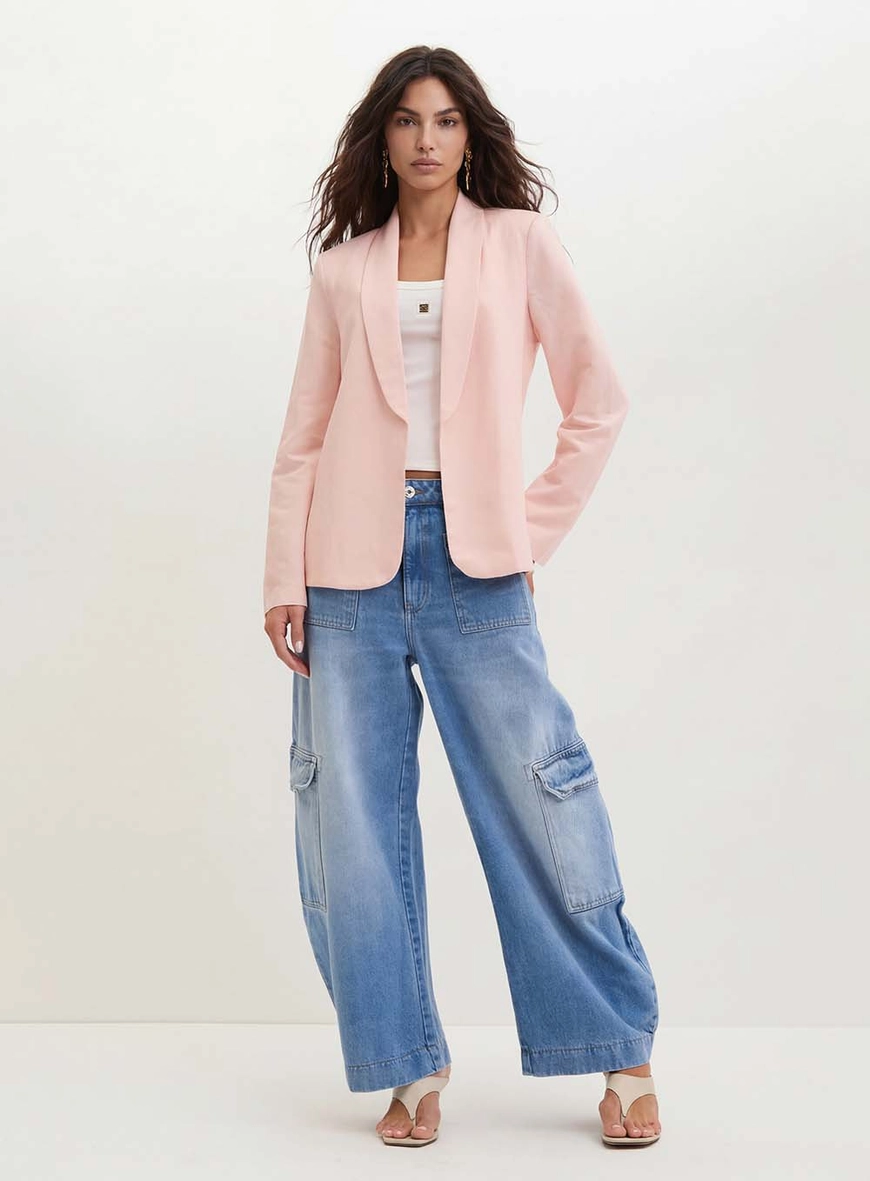 Blazer Feminino Com Lapela Ampla - Regular Rosa 3