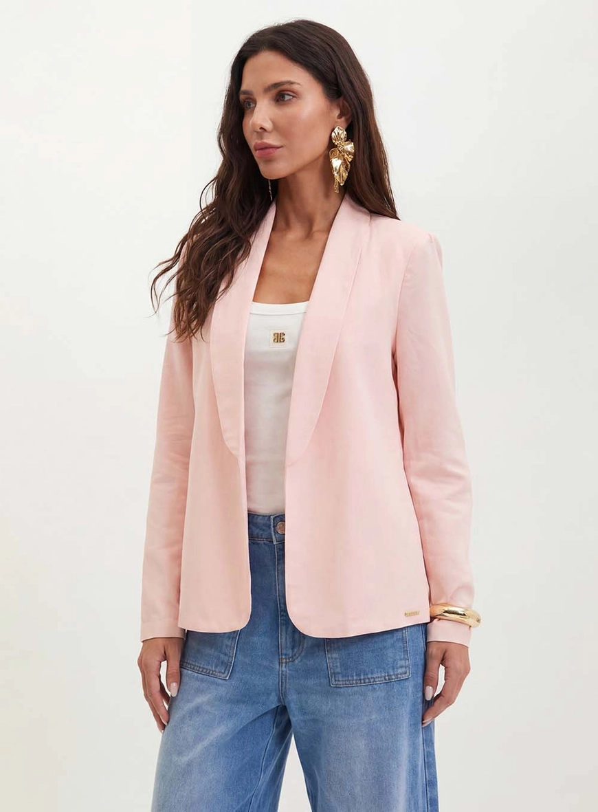 Blazer Feminino Com Lapela Ampla - Regular Rosa 4