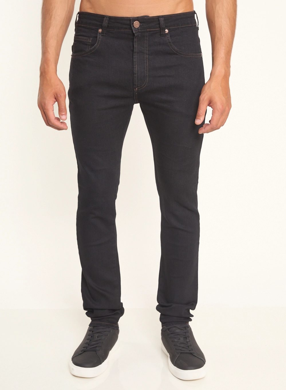 Calça Masculina Felipe Skinny Jeans Escura Indigo Preto