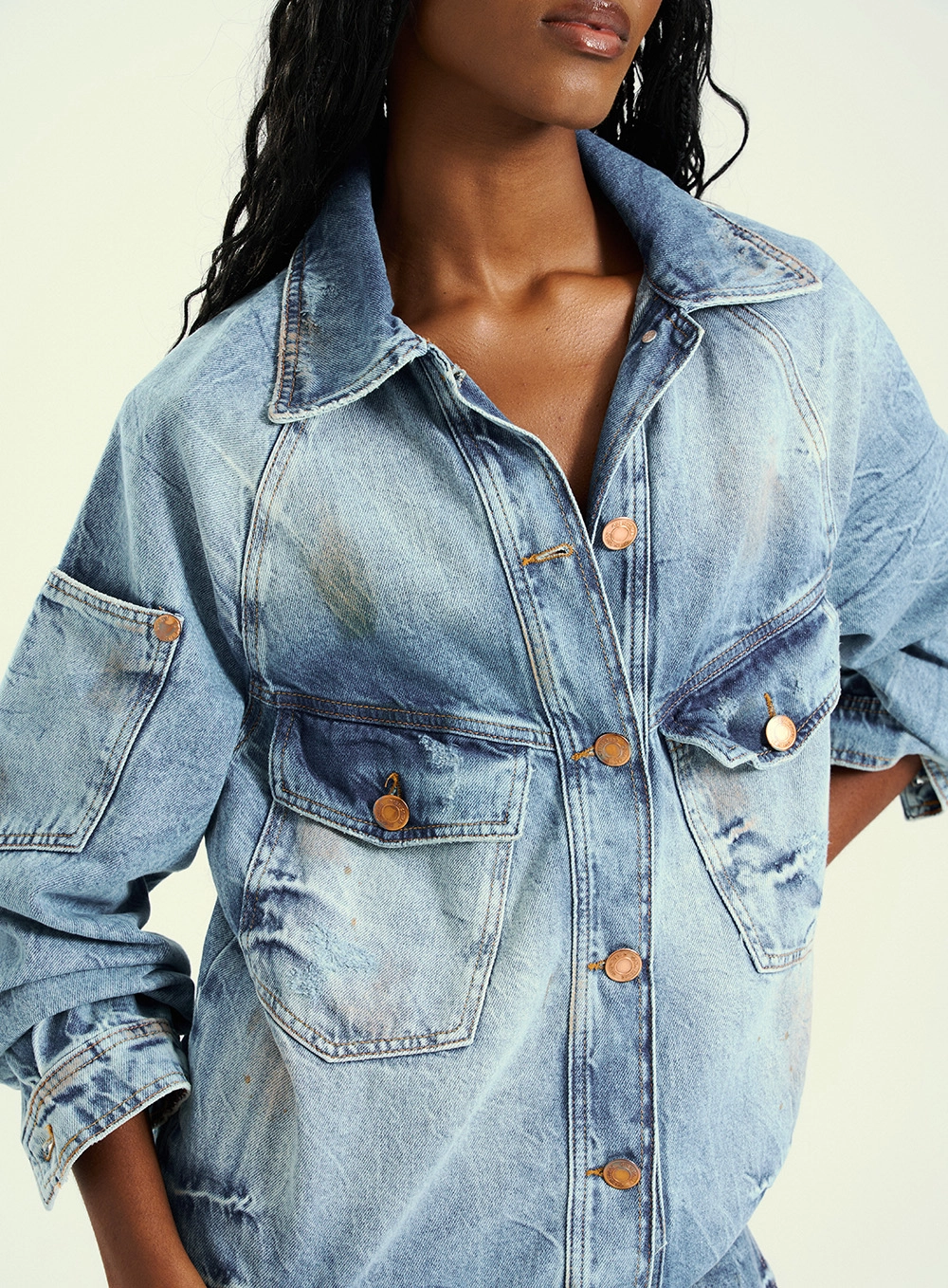 Camisa Feminina Jeans Smashed Índigo 3