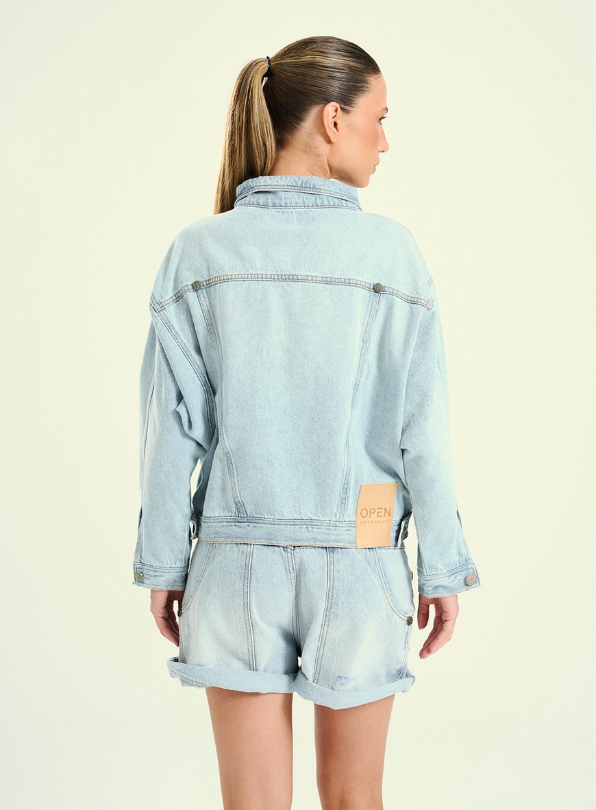 Jaqueta Feminina Jeans Efeito Destroyed Índigo 2