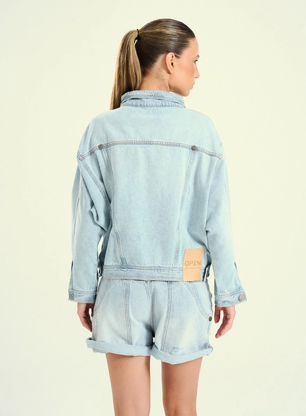 Jaqueta Feminina Jeans Efeito Destroyed