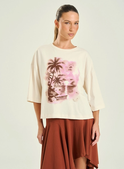Camiseta Feminina Oversized Estampada