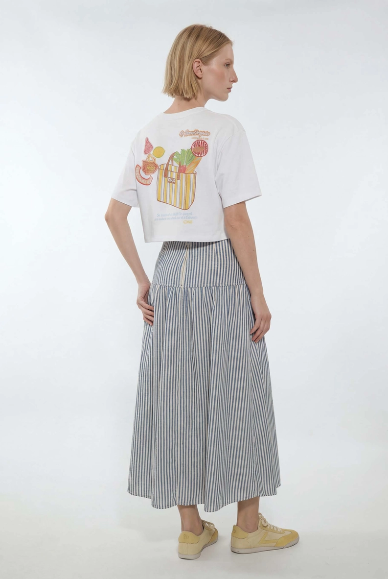 Camiseta Box Manga Curta Estampa Costas Puro Suco Branco 4