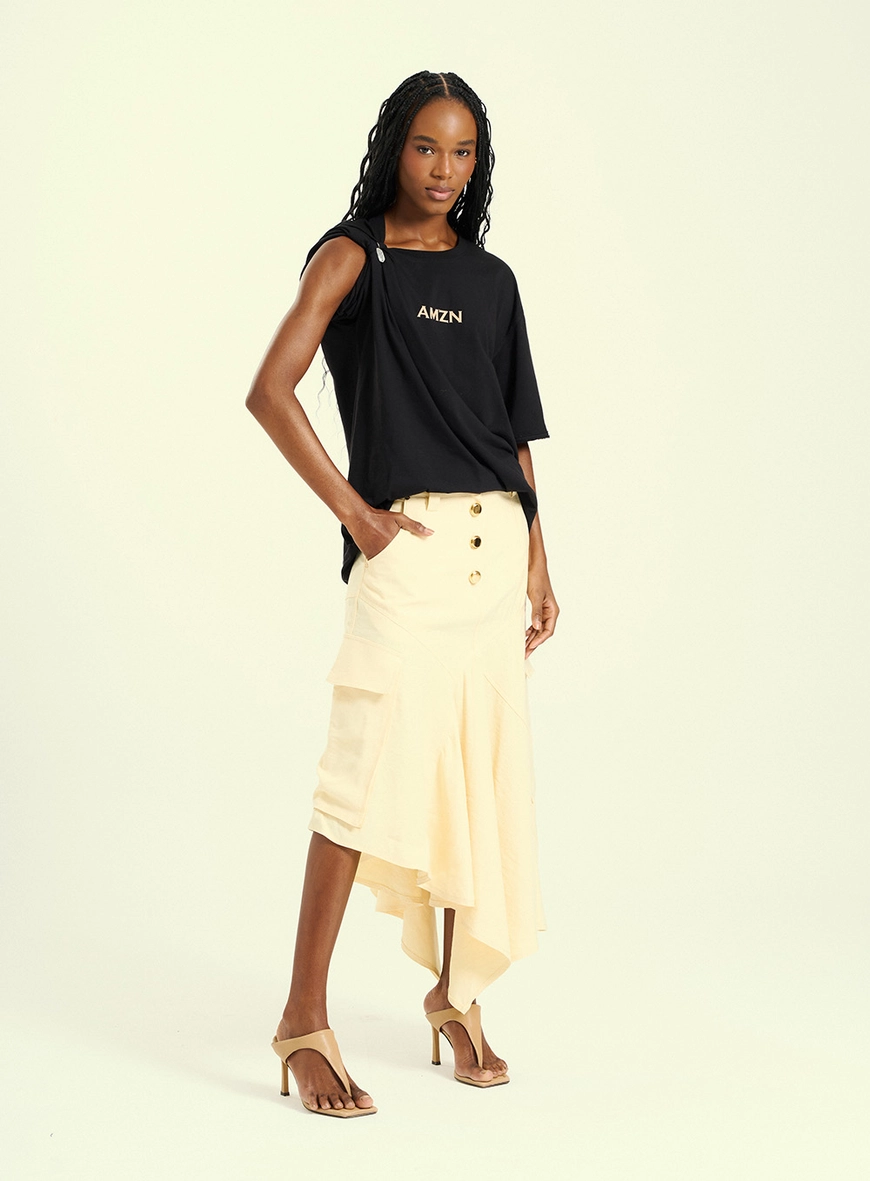 Camiseta Malha Feminina Assimétrica Preto 4