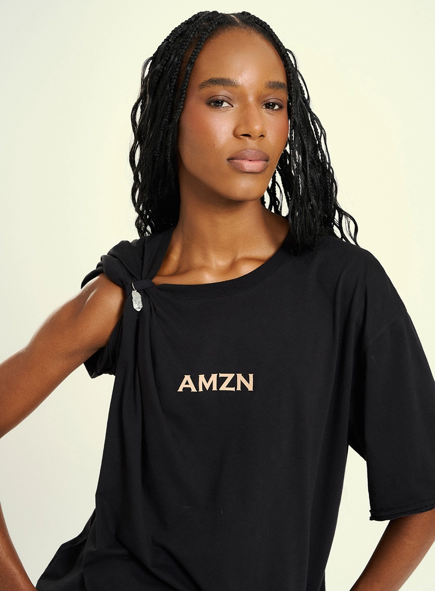 Camiseta Malha Feminina Assimétrica Preto 5