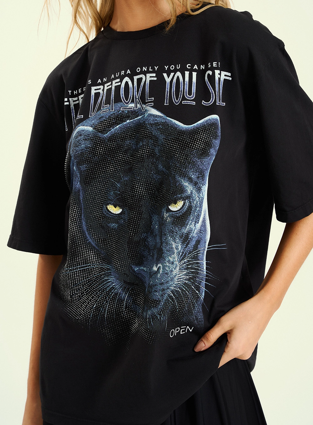 Camiseta Feminina Oversized Estampada Preto 3