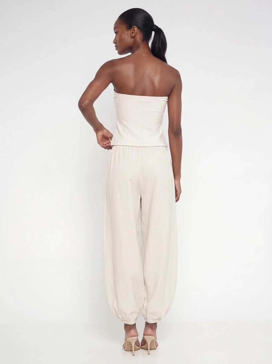 Blusa Slim Strapless Bege 3