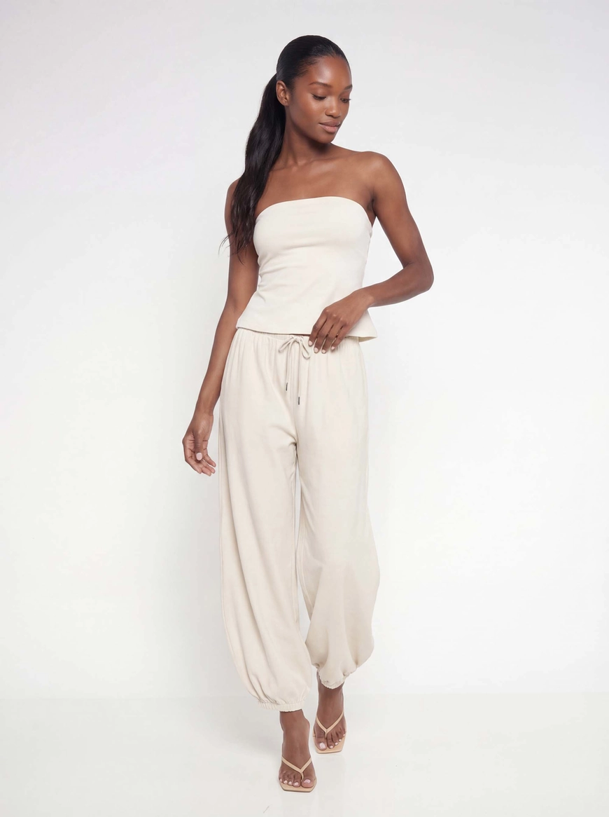 Blusa Slim Strapless Bege 4
