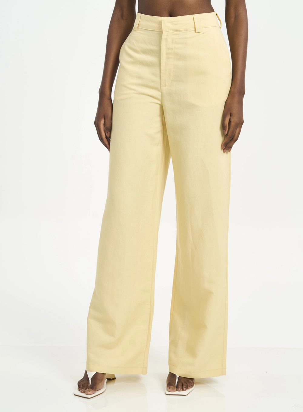 Calça Feminina Pantalona Com Bolsos AMARELO