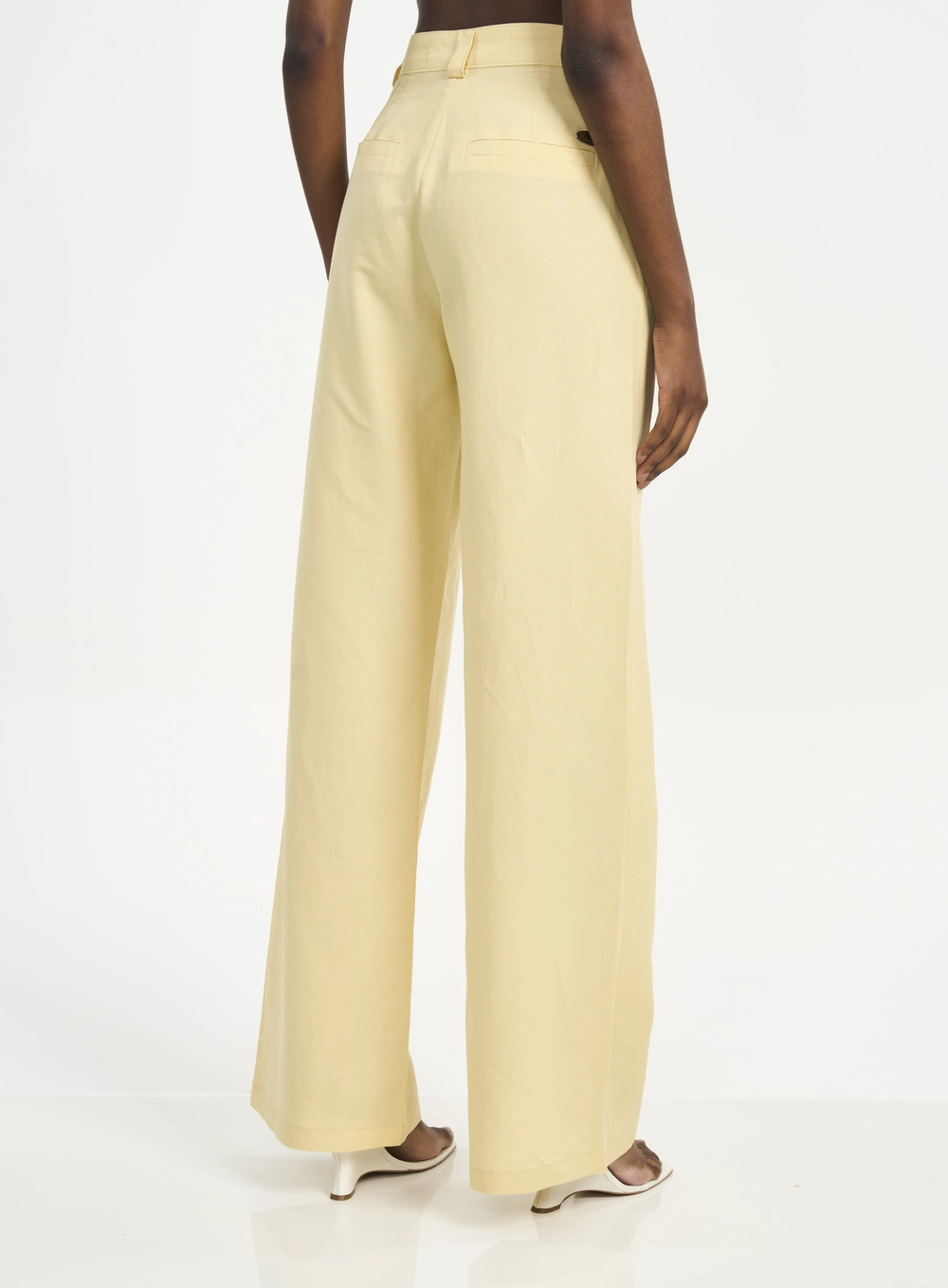 Calça Feminina Pantalona Com Bolsos AMARELO