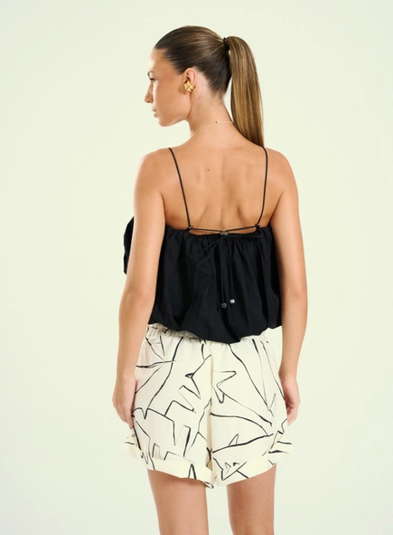 Blusa Cropped Balonê Com Alças Finas