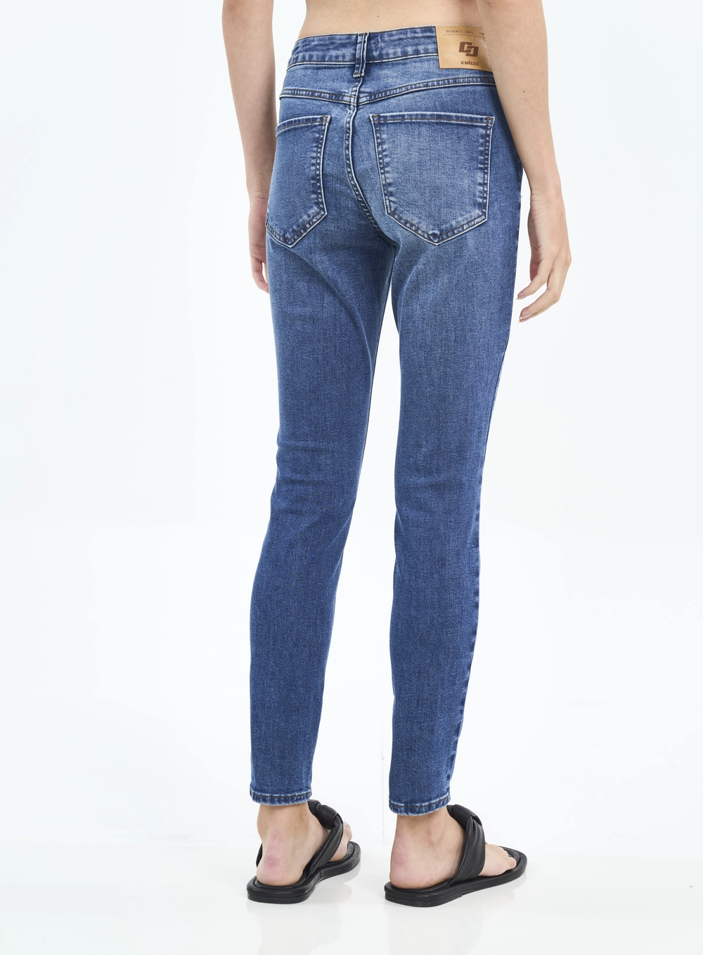 Calça Jeans Feminina Skinny Bia Com Bolsos Índigo