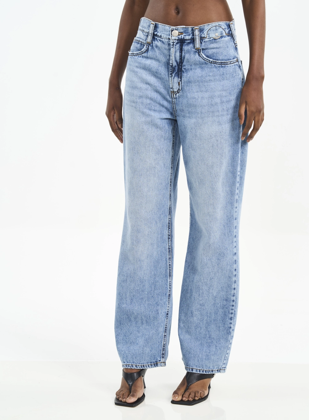 Calça Feminina Jeans Wide Leg Leoni Low Índigo