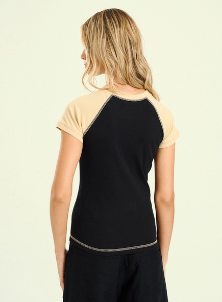 Blusa Feminina Canelada Bicolor